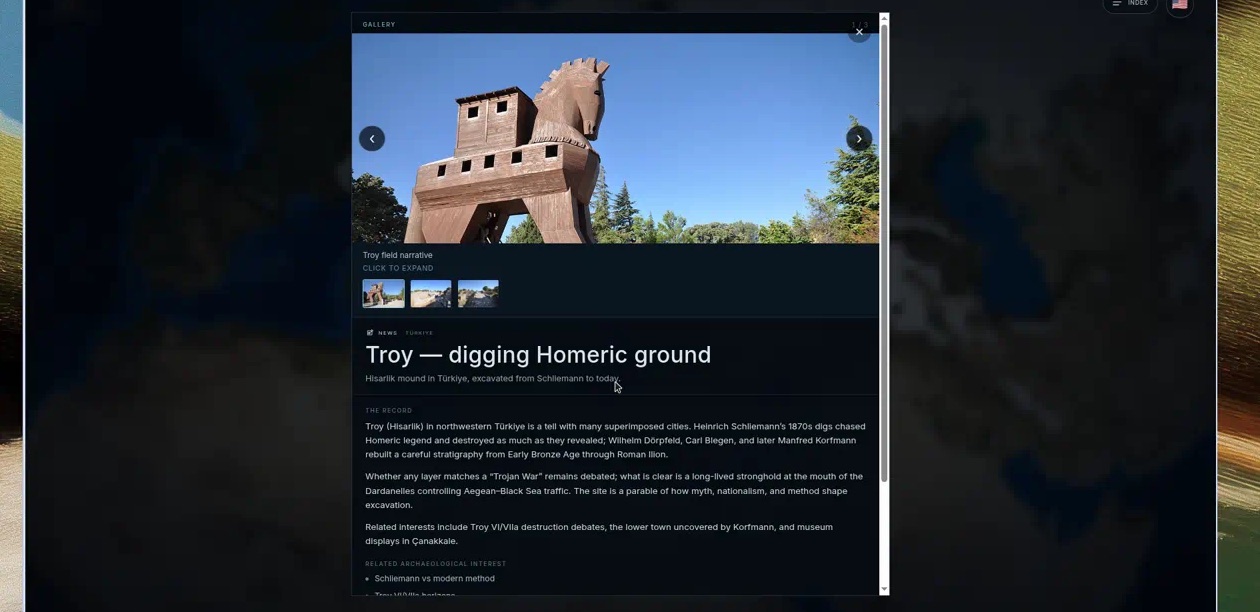 Troy dossier — gallery, field narrative, and related archaeological interests