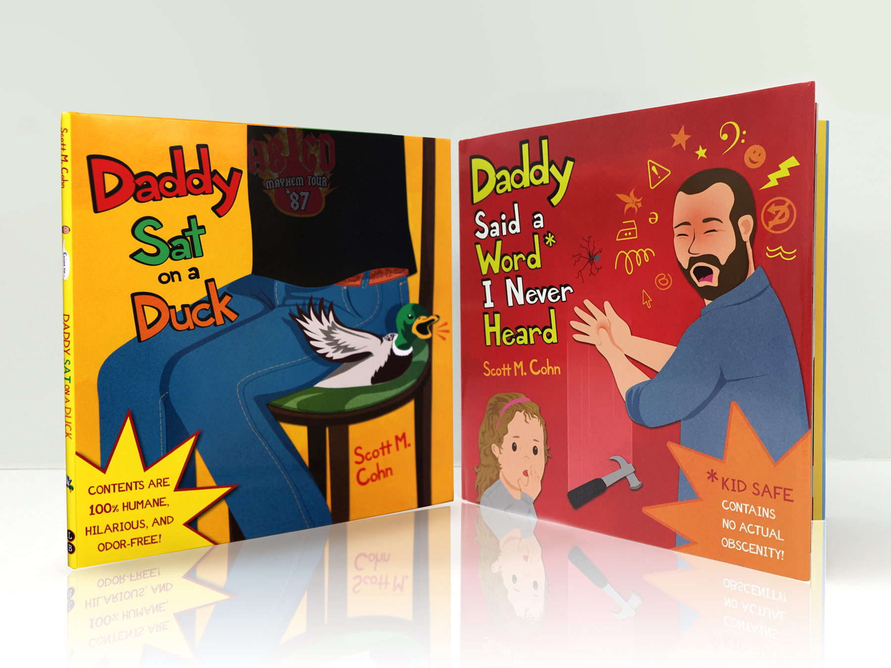 Hardcover editions of Daddy Sat on a Duck and Daddy Said A Word I Never Heard by Scott M. Cohn